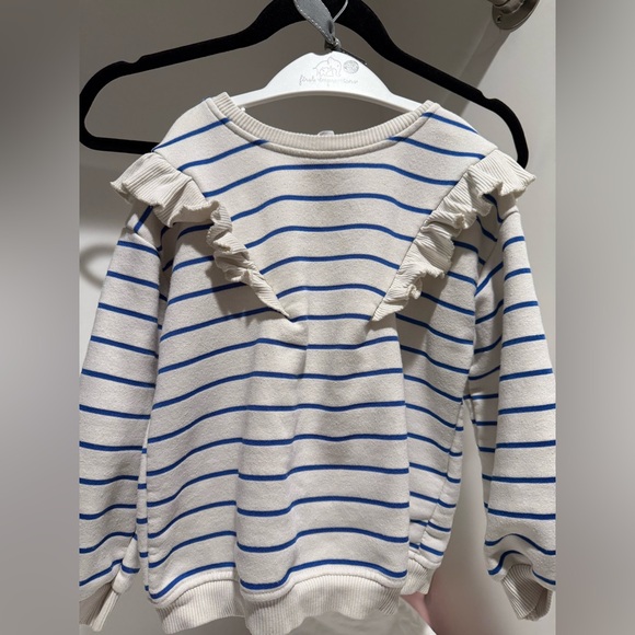 Zara Blue Striped Ruffle Top - Picture 1 of 4